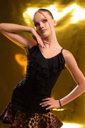 Thin strap top with ruffles