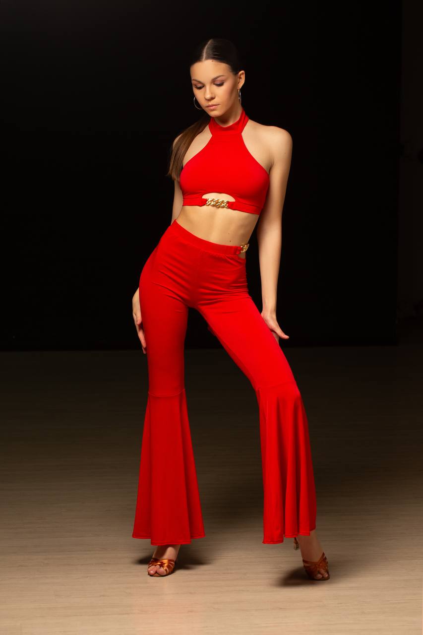 Flared Pants with Gold Chain