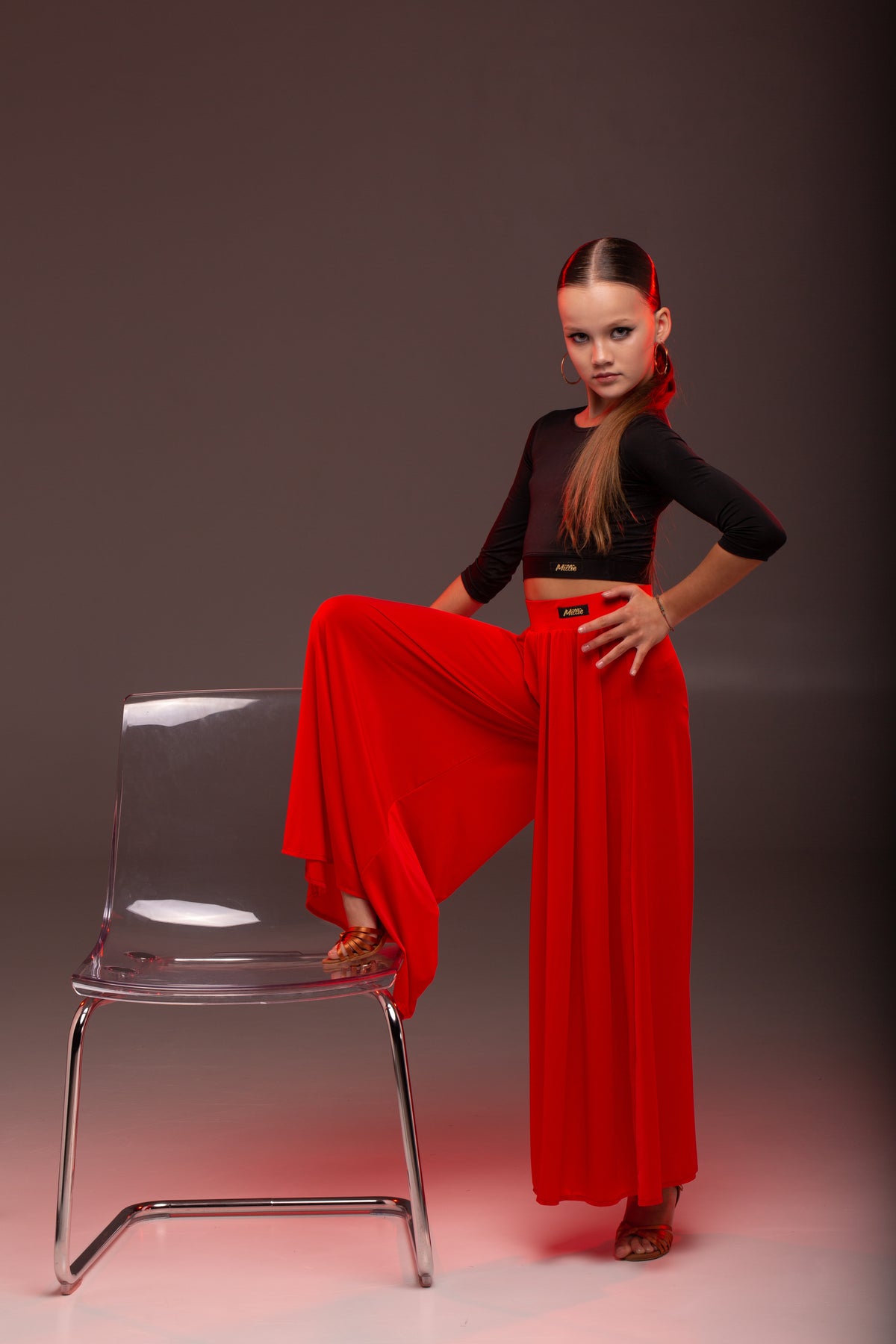 Wide Ballroom Dance Pants (Red)