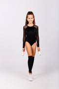 Long-sleeve mesh leotard