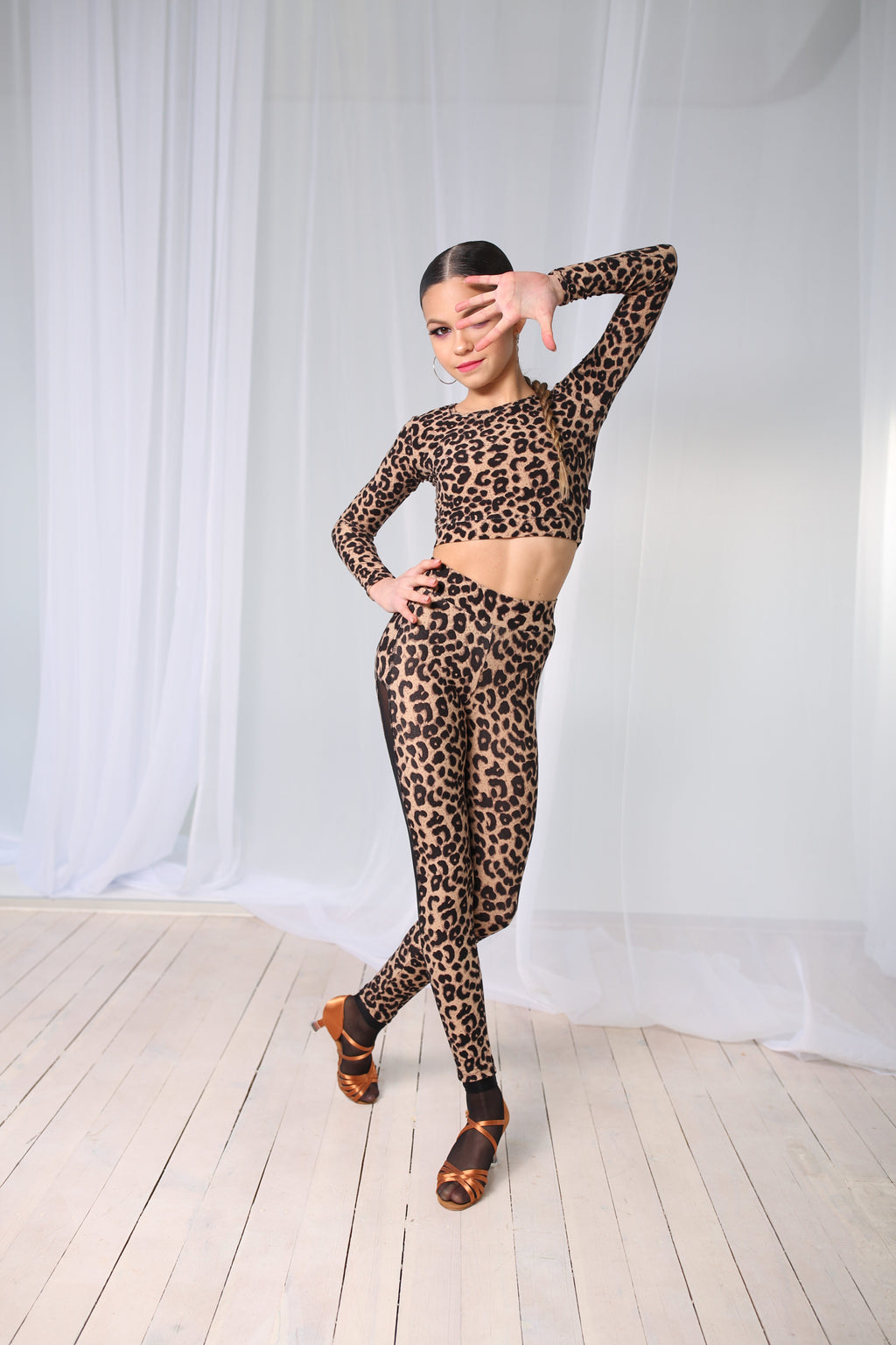 Brown Leo Mesh Leggings