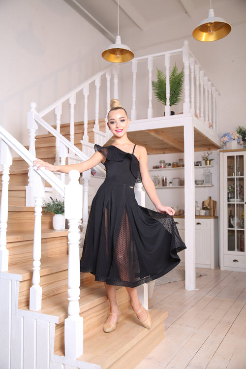 Ballroom Dance Skirt (Polka Dot Mesh)