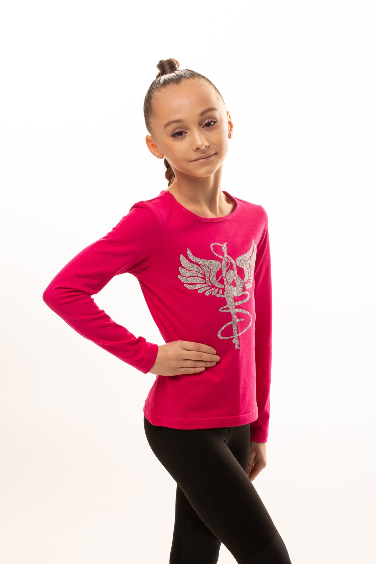 Long-sleeve T-shirt with print (pink)