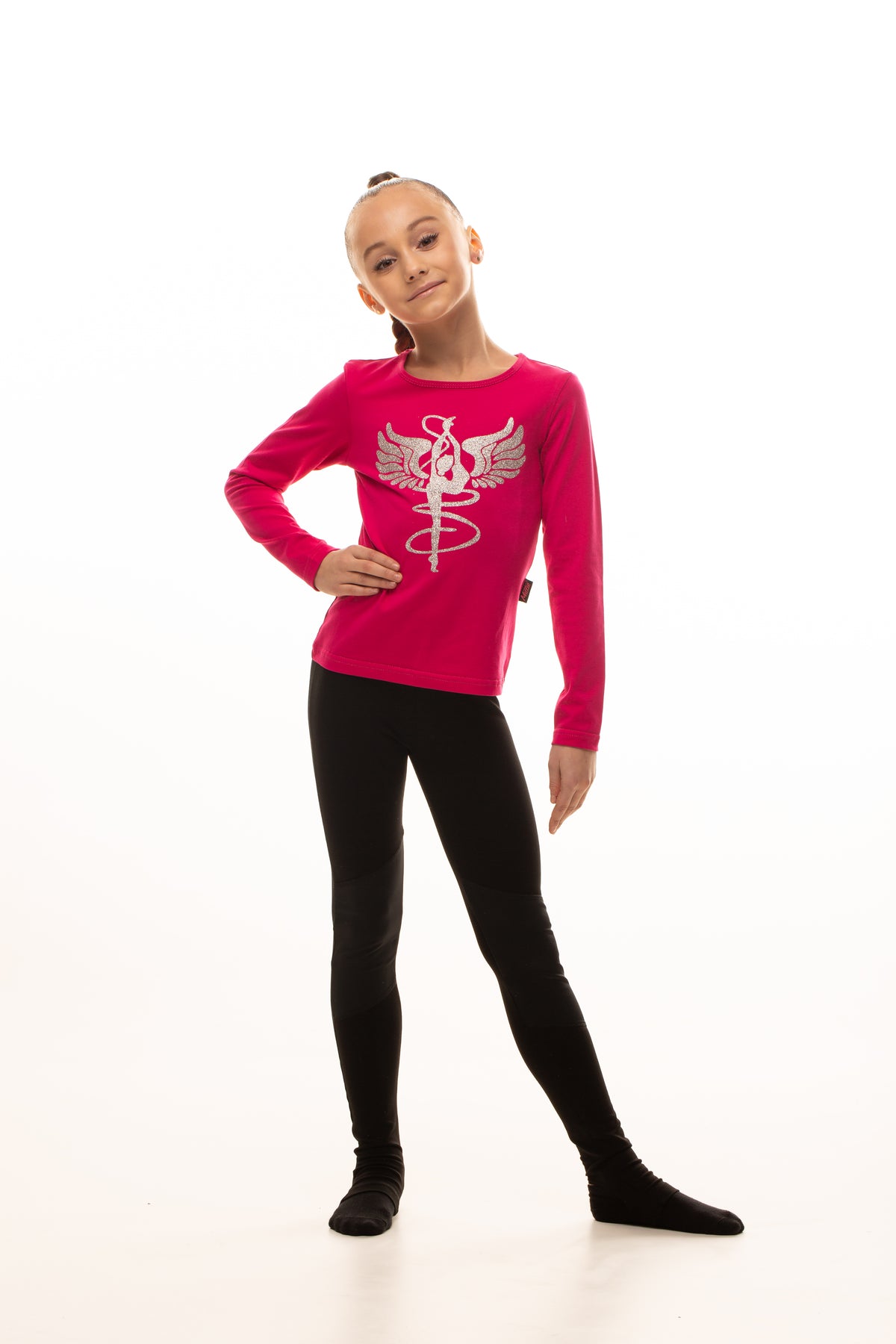 Long-sleeve T-shirt with print (pink)