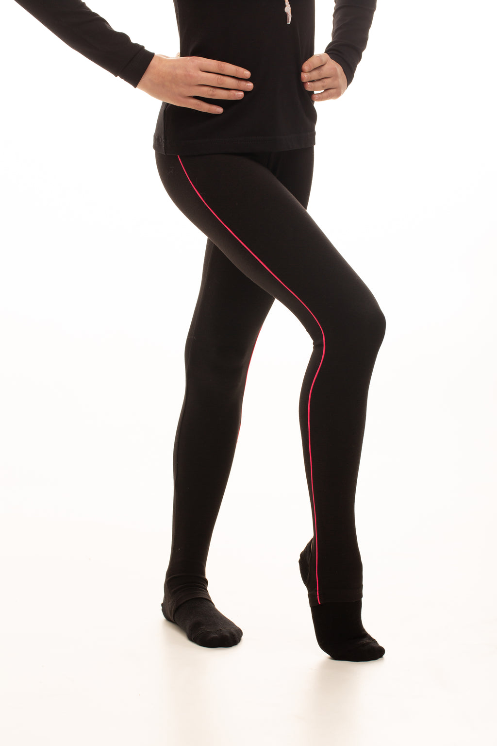 Footed Tights with Pink Ribbon
