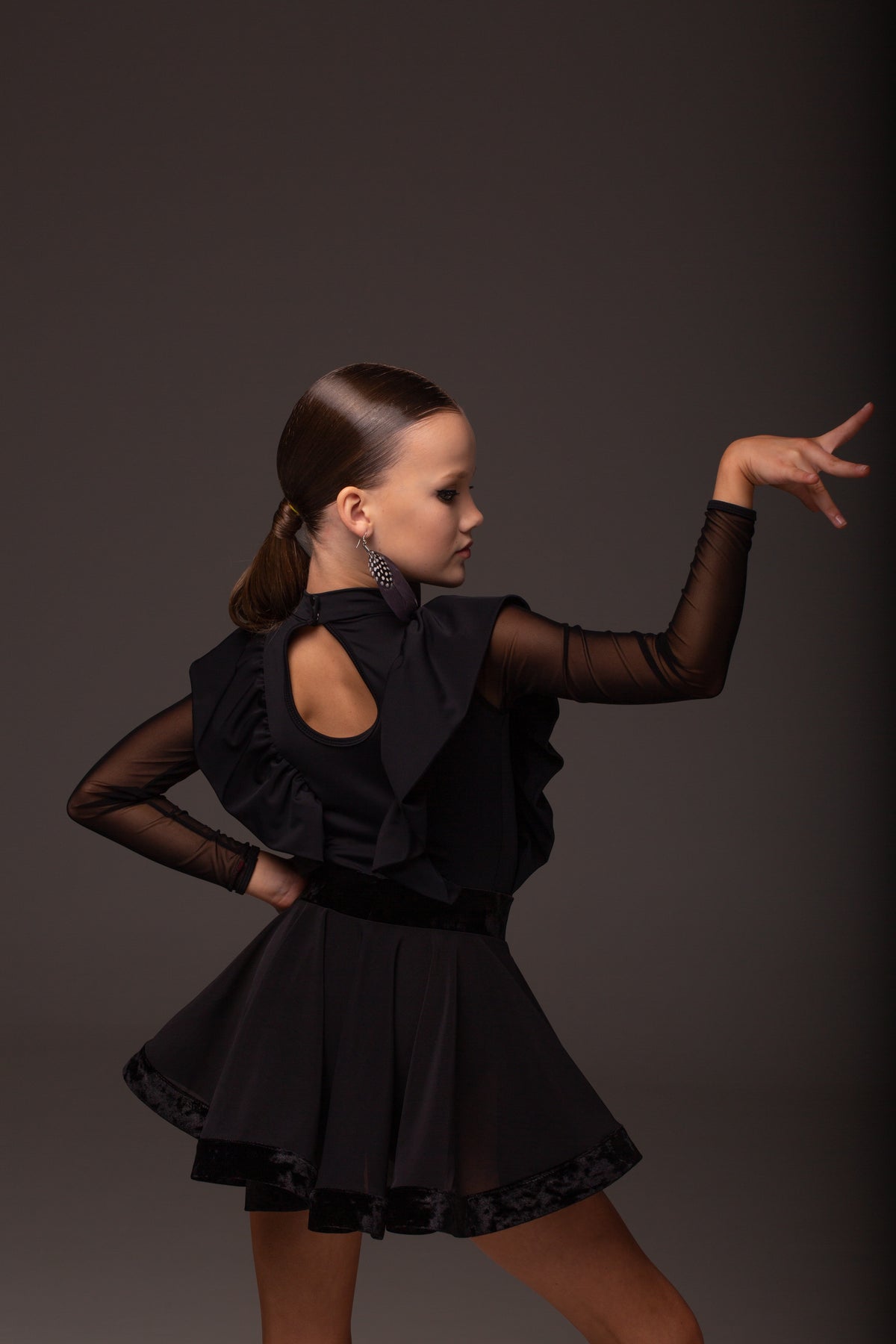 Latin Dance Skirt (Mesh+Velour)