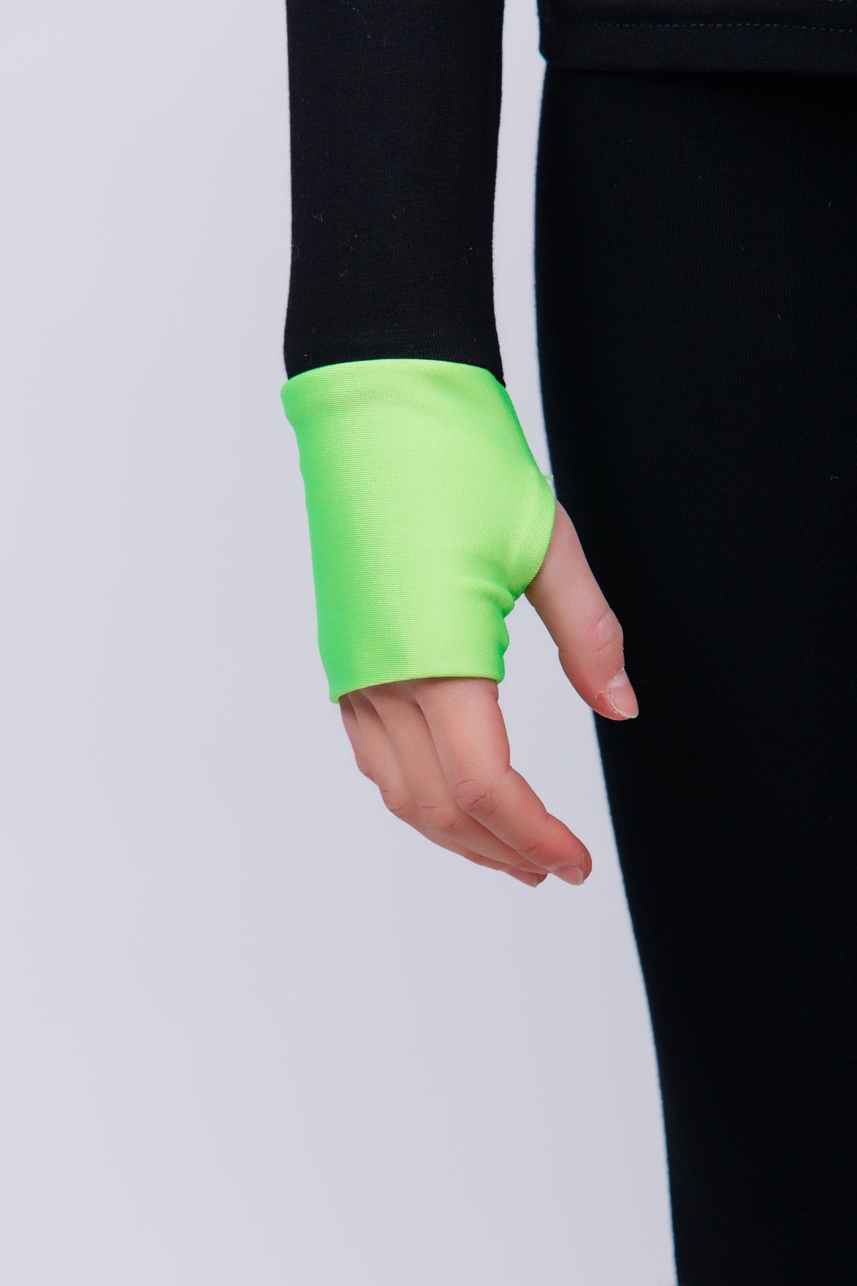 Set: Cropped Leggings and Longsleeve with Finger Cuffs (Lemon)