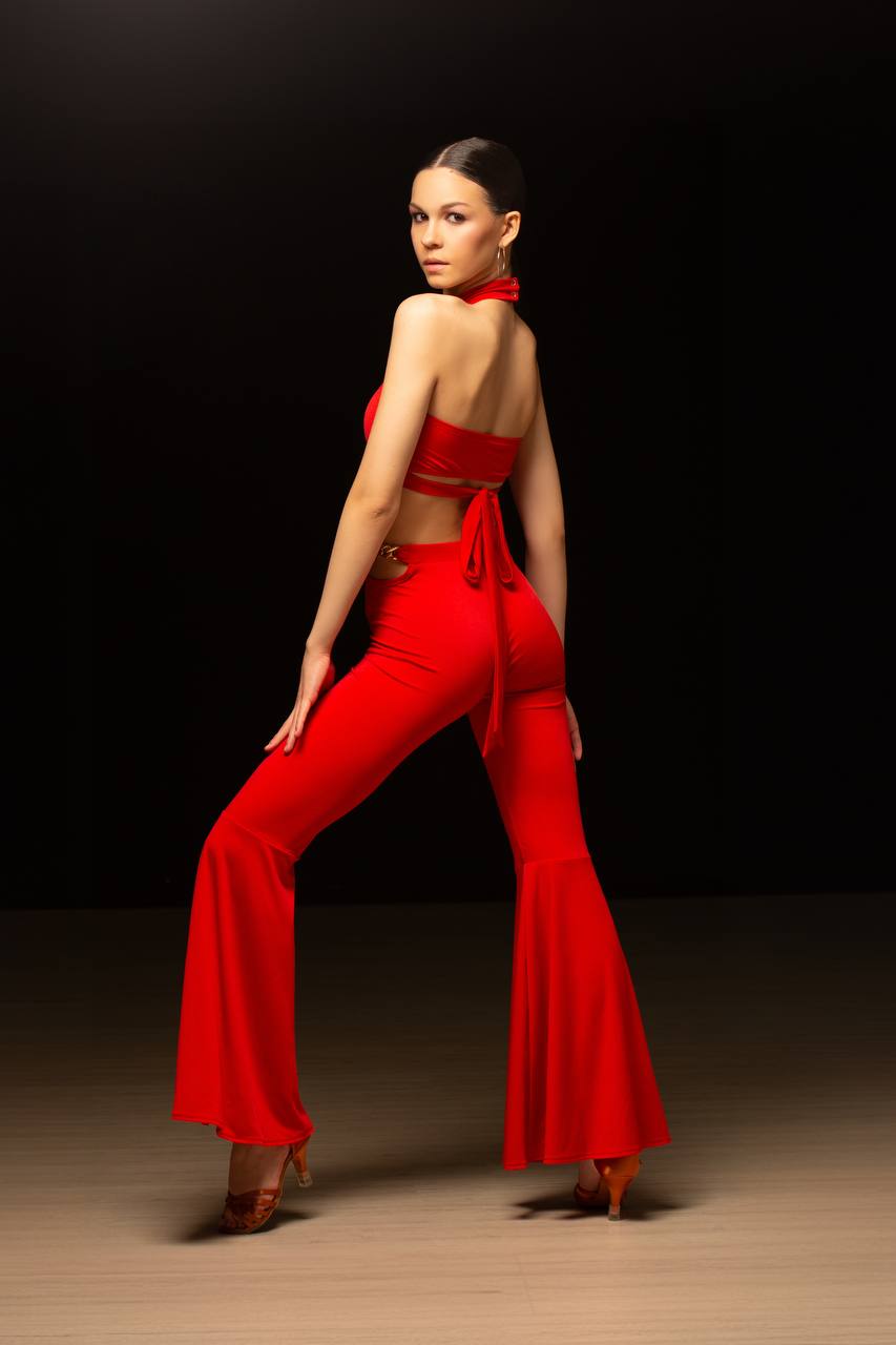 Flared Pants with Gold Chain