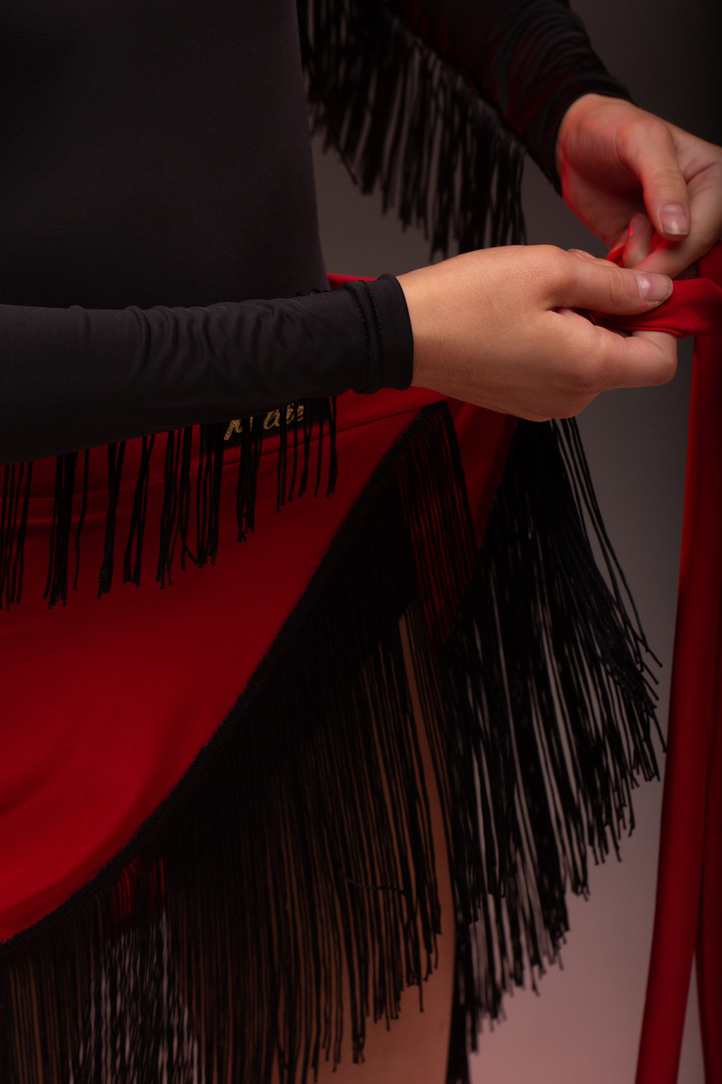 Fringed scarf skirt
