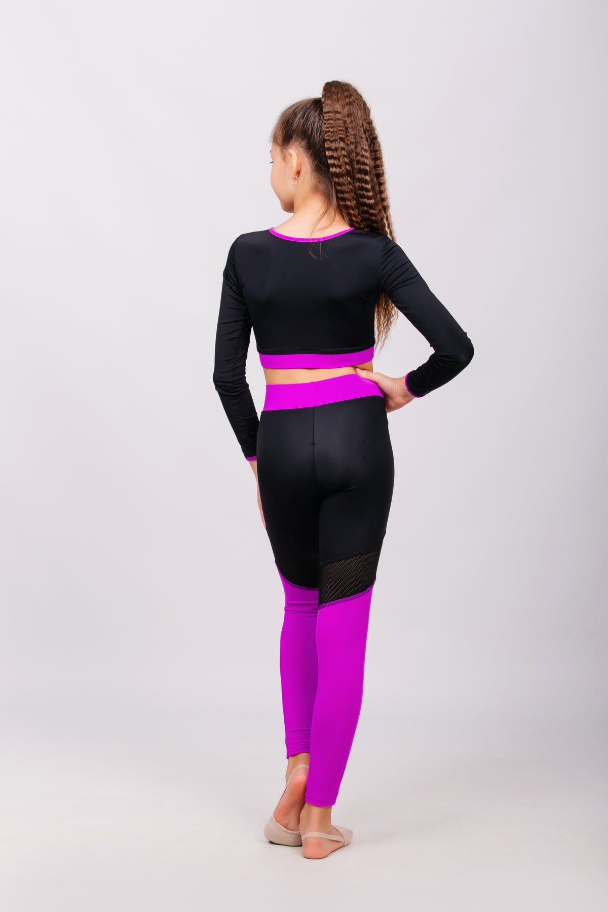 Sports and Gymnastics Leggings with Purple Inserts