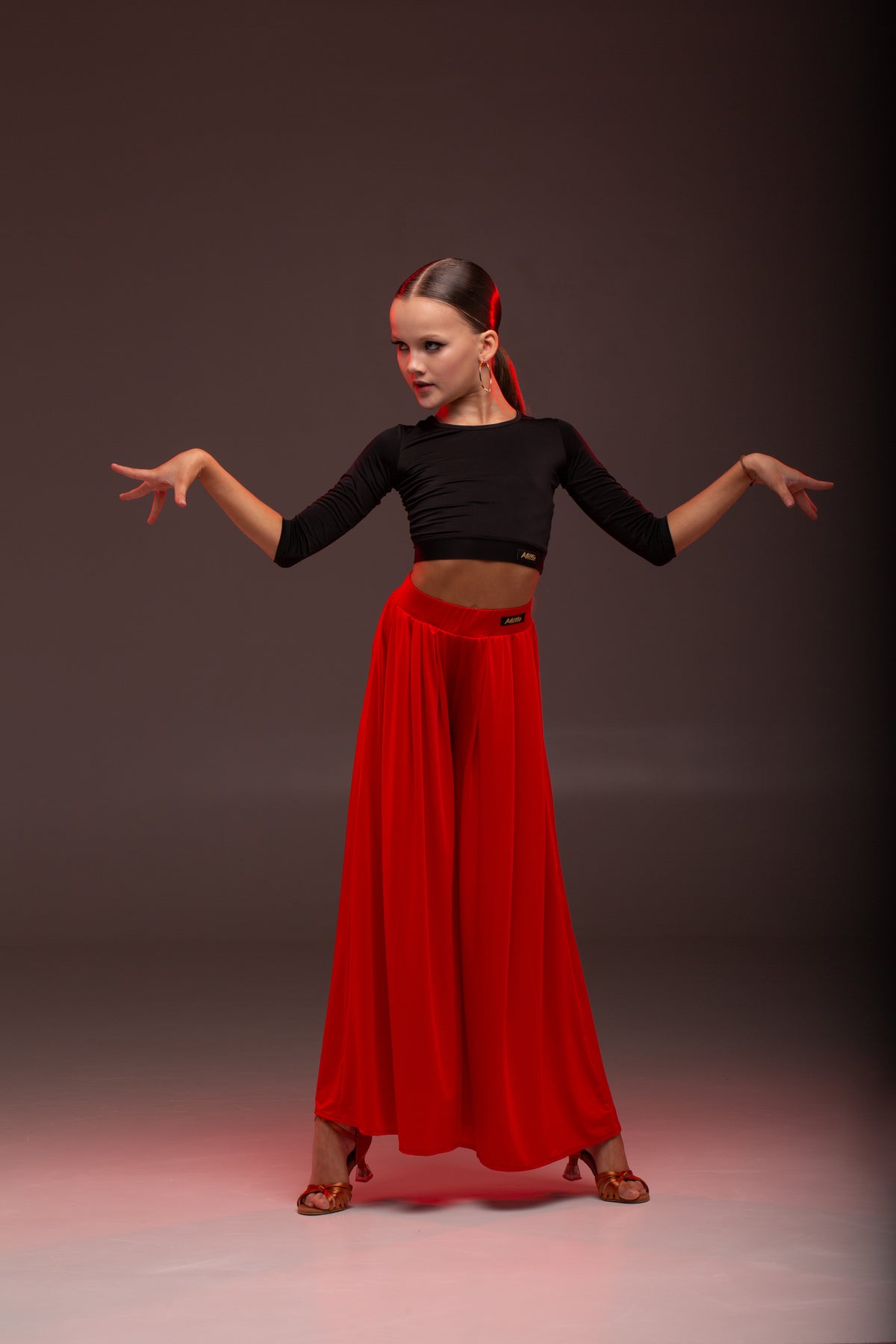 Wide Ballroom Dance Pants (Red)
