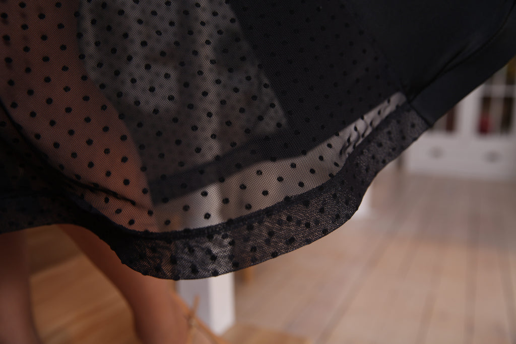 Ballroom Dance Skirt (Polka Dot Mesh)