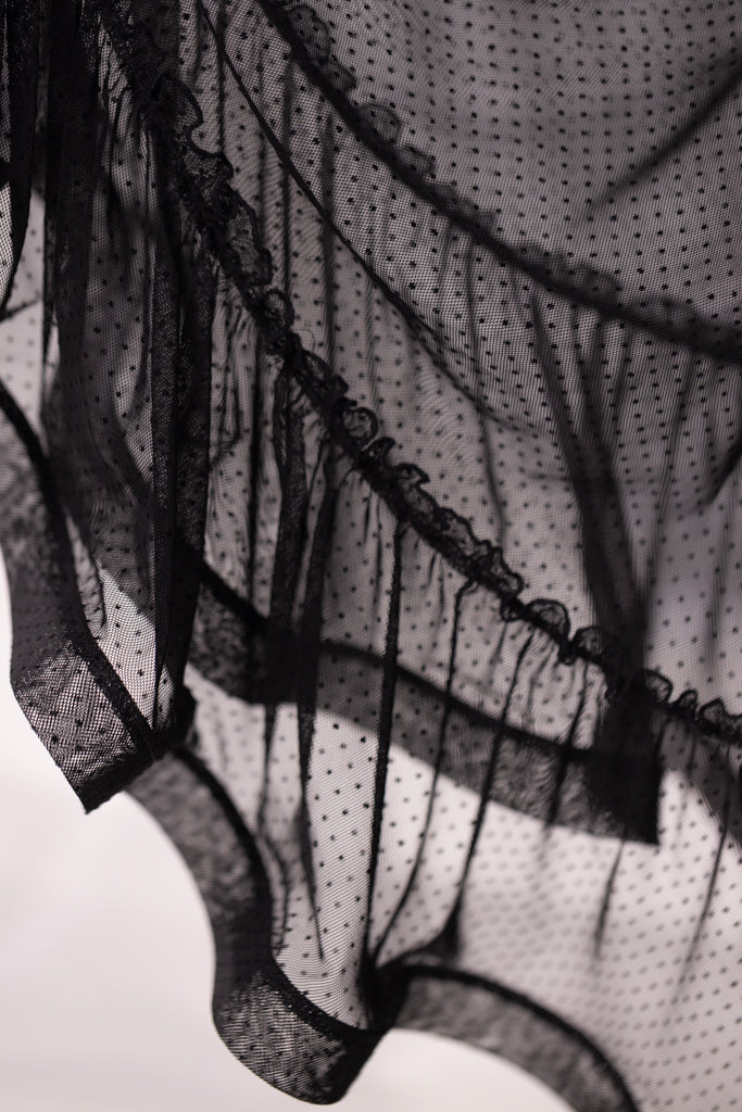 Standard Ballroom Dance Skirt/Polka Dot Mesh