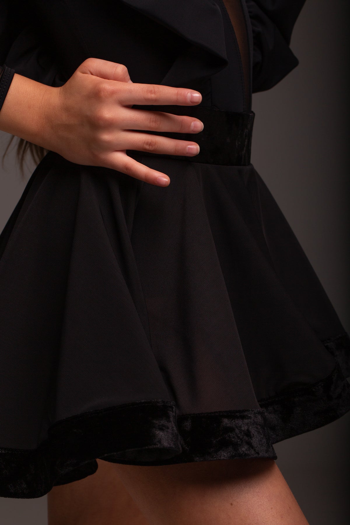 Latin Dance Skirt (Mesh+Velour)